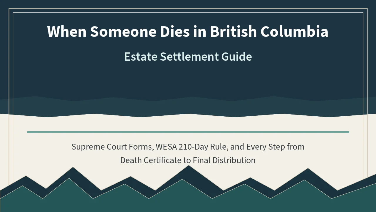 BC Estate Settlement — WESA, the 210-Day Rule, and Every Form