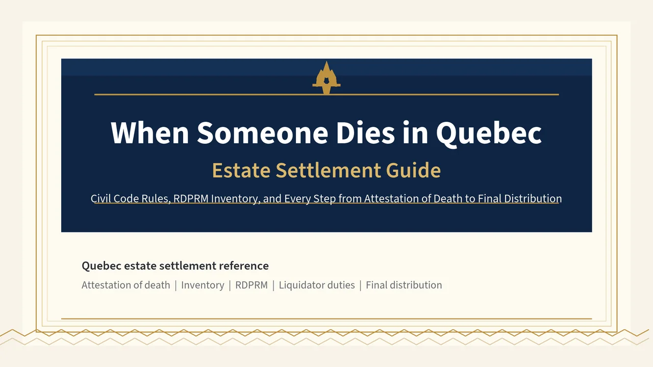 Quebec Estate Settlement — Civil Law, RDPRM, Every Form
